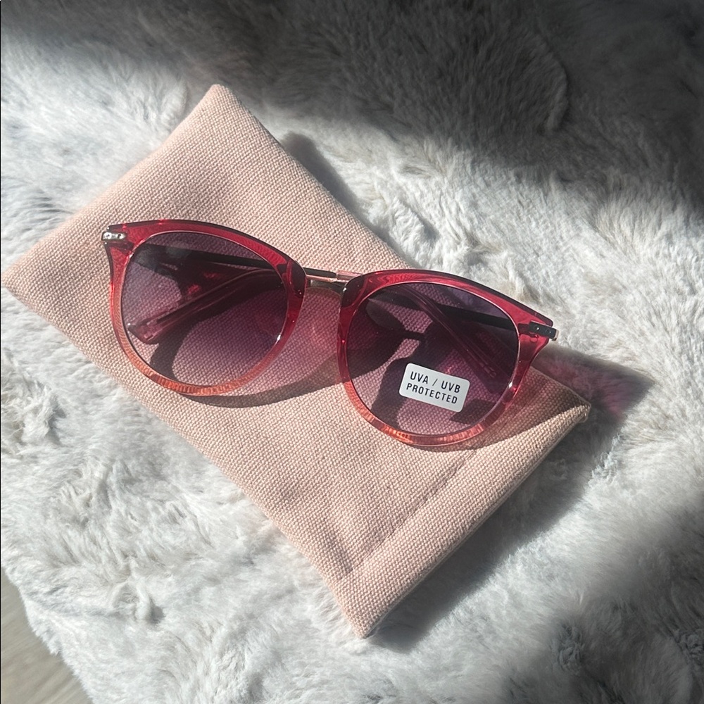 Stylish Red Sunglasses with Case